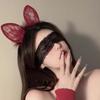 Orelhas de gato Faixa de Cabelo Máscara de Olho Véu Abstinência Headwear Sexy Lace Orelhas de Coelho cosplay Cyber Red Acessórios para o Cabelo