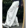 Calça de Algodão Titânio Branca de Perna Larga para Mulheres, Novo Estilo de Verão, Caimento Solto, Calça Balão Emagrecedora, Tamanho Grande, Calça Estilo Coreano