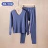 Ropa interior térmica de terciopelo de otoño e invierno para mujer, traje térmico de seda de lana gruesa con forro polar, ropa y pantalones de otoño con cuello de pan AB para hombre