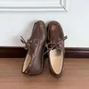 Mocasines súper suaves de piel de vaca con plataforma, slip-on vintage para mujer, zapatos planos retro de cuero estilo británico