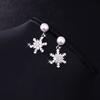 Aretes de Perla 2019 Modernos de Botón Aguja de Plata S925 Largos Copo de Nieve Elegantes Aretes de Celebridad de Internet Copo de Nieve con Borla Borla de Copo de Nieve