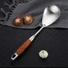 Espátula de aço inoxidável conjunto de utensílios de cozinha cozinha criativa cabo de madeira antiderrapante resistente a alta temperatura cerca escumadeira espátula espátula colher de panela utensílios de cozinha