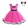 Vestido de princesa infantil Minnie Mickey Mouse saia de malha saia de menina bonito vestido de apresentação de laço de bolinhas