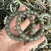 Pulsera de Jade Hetian Natural, Jade Verde con Verde Manzana, Amarillo Azúcar, Púrpura Ahumado y Flores Azules, Pulsera de Jade Hetian Multigemas Estilo Antiguo