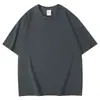Camiseta Pesada 300g para Hombre Cuello Redondo Corte Holgado Hombro Caído Manga Corta Camiseta Publicitaria con Logotipo Impreso Ropa de Trabajo Manga Corta