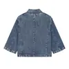 Moda europea y americana transfronteriza para mujer AliExpress artículo más vendido casual retro manga corta cuello alto blazer de mezclilla