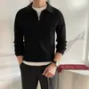Suéter de Punto con Cuello de Solapa Estilo de Diseño para Hombre POLO Media Cremallera Otoño e Invierno 2024 Nuevo Estilo Coreano Suéter Suelto Camiseta para Cabello