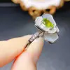 Atacado de Fábrica Popular Anel de Peridoto Natural Prata S925 Inlaid com Pedra Principal 5*7 Joias de Luxo Venda Direta da Fábrica