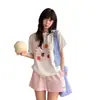 Camiseta Blanca de Algodón Puro con Estampado Floral Rosa de Manga Corta para Mujer, Primavera y Verano, Diseño de Cuello Redondo, Estilo Nicho, Corte Holgado, Tallas Grandes