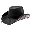 Amazon Explosiones Transfronterizas EE. UU. EE. UU. Sombrero Hípico Retro Duro para Hombre y Mujer Estampado Ala Grande Occidental Vaquero Mezclilla Sombrero de Paja