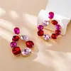 Brincos de Tarraxa Quadrados Ovais Europeus e Americanos Transfronteiriços Cravejados com Diamantes Prateados Brincos Pequenos Frescos de Verão Brincos Acessórios com Senso de Design de Nicho para Mulheres