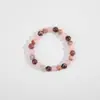 Pulsera de Cuentas Mixtas de Cuarzo Rosa Rojo para Mujer, Pulsera de Cuentas Redondas de Cristal Natural, Accesorio Versátil para el Día a Día, Lote Pequeño para el Festival Qixi Transfronterizo