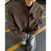 Jaqueta Masculina de Couro PU Tie-Dye com Gola Alta Estilo Motociclista Americano Tamanho Plus Tendência Primavera Jaqueta Baseball para Casal Jaqueta de Trabalho