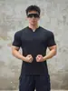 2025 Fitness Catiônica Manga Curta Masculina Basquete Corrida Treino Elástica Gola V Camiseta Masculina Esportiva Secagem Rápida