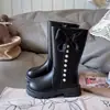Botas para niña, botas altas para niño, modelo otoño e invierno 2026, botas de cuero de caña alta con peluche para niña, botas de moda con lazo de princesa