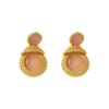 Aretes Simples de Plata 925 con Aguja, Perla Francesa y Ojo de Gato para Mujer, Patrón de Cáñamo Dorado Vintage de Alta Gama, Joyería