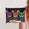 Bolsa de Maquillaje Vintage para Gatos de Venta Caliente Transfronteriza Lona con Cremallera Gran Capacidad Estuche para Lápices Almacenamiento de Cosméticos Bolsa Lavable a Mano