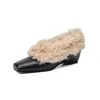 Zapatos de Piel Dividida con Estampado de Elefante y Lana de Cordero, Nuevos para Otoño e Invierno, Punta Cuadrada, Forrados de Felpa, Zapatos de Moda con Aumento Interno de Altura de 3 cm, Zapatos de Piel para Mujer