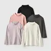 Tecido 230g Algodão Orgânico Classe A Algodão Cardado Escovado Gola Meia Alta Manga Longa Meninos e Meninas Outono e Inverno Manga Longa Camiseta Roupas Infantis