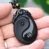 Atacado de fábrica pingente de obsidiana Peixes fofoca preto Taiji fofoca colar de jade masculino e feminino joias de cristal