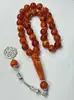 Cuentas de Oración Árabes 33 Piezas Resina Imitación Cera de Abeja Cuentas de Oración Hechas a Mano Cuentas de Oración de Baquelita Pulsera con Colgante de Metal