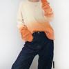 Moderna Nueva Serie de Colores Arcoíris Teñido Colgante Bloque de Color Degradado Coreano Holgado Cuello Redondo Suave como la Cera Suéter Jersey Suéter para Mujer