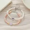 Pulsera de Perlas de Agua Dulce para Mujer ins Diseño de Nicho Sentido de Diseño Pulsera de Lujo Ligero Mejor Amiga Cristal Retro Venta al por Mayor Retro Artístico