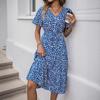 Amazon estación independiente verano ocio vacaciones popular moda personalidad transfronteriza manga corta estampado leopardo vestido