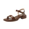 Comercio exterior transfronterizo Zapatos de mujer de talla grande Sandalias sencillas de una sola palabra Sandalias romanas planas de punta abierta de playa de verano 2024 de moda