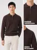 Camisa Polo de Punto para Hombre con Media Cremallera de Color Sólido Estilo Old Money Casual de Negocios Cuello con Solapa Ropa para Hombre Suéter de Punto de Manga Larga Hombre