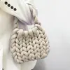 Bolso DIY de Hilo Islandés Ultragrueso de Moda Estilo Ins Coreano, Bolso Tejido a Mano con Forma de Corazón de la Fábrica de Origen