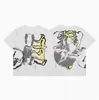 Hip-Hop Americano High Street Holgadas Estampadas con Letras Camisetas de Pareja para Hombre y Mujer Tendencia de Moda de Verano Cuello Redondo Mangas Cortas