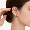 Pendientes de Moda Tendencia Estilo Nicho de Gama Alta Versátiles para el Viaje Diario Pendientes de Aro con Diseño de Circonita Pendientes de Clip Retro Pendientes de Botón