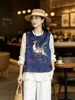 Nova roupa feminina estilo chinês: colete bordado e com contas antigo, nova coleção primavera/outono 2026, top sem mangas retrô