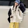 Jaqueta de Outono para Meninas Transfronteiriça 2026 Novo Estilo Infantil Color Blocking Primavera e Outono Tendência Blusão Cardigan Solto com Capuz