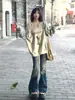Sudadera Trendy de Estilo Americano con Hombros Descubiertos de Manga Larga para Mujer, Nueva para Primavera y Otoño, Holgada, Casual, Versátil, Delgada, Dulce-Cool