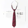 Corbata Jk Borgoña para Mujer, Estilo Japonés, Corbata de Rayas Perezosas Sin Nudo, Uniforme Académico, Foto de Graduación, Accesorio de Uniforme Escolar