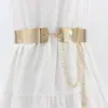 Faldas para Mujer al por Mayor Abrigo de Pieza de Hierro Metálico Ancho para Mujer Cadena de Cintura Versátil Accesorios Cinturón para Vestido de Noche Múltiples Estilos Europeo Americano