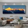 Luz Dourada na Montanha Sala de Estar Pintura Decorativa com a Montanha ao Fundo Mural de Parede para Fundo de Sofá Paisagem de Montanha e Água de Alto Padrão Pintura de Pendurar