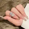 Anel vintage de zircônia de luxo leve em formato de coração vazado, estilo minimalista, anel aberto personalizado para o dedo indicador, joia versátil estilo coreano ins
