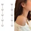 Pendientes Elegantes Europeos y Americanos Transfronterizos de Cadena Larga con Borla de Perlas Artificiales Pendientes de Lujo Ligero para Mujer Pendientes de Botón con Sensación de Alta Gama