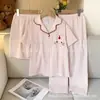 Pijama de Verão Infantil para Meninos, Conjunto Fino de Três Peças, Algodão Nuvem, Conjunto para Ar Condicionado para Crianças Maiores, Conjunto de Roupa de Casa para Meninas
