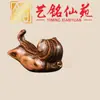 Talla de Madera Arcoíris Gato Volador Portaincienso Adorno de Escritorio, Yiming Xianyuan Sándalo Verde Gato Saltando Portaincienso Pieza Decorativa