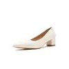 Scarpins de salto alto off-white de duas camadas revestidos em couro para mulheres, estilo novo, versáteis para trabalho, entrevistas e ambientes profissionais, com bico fino e salto grosso.