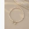 Pulsera de Perlas de Agua Dulce Loto Plateado para Mujer Pulsera de Cuentas de Plata Esterlina 925 Pulsera de Nicho