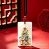 Correntes de pingente para suéter longo versáteis com vários estilos de caracteres auspiciosos e bestas míticas, placas quadradas em relevo, presentes culturais e criativos estilo chinês atacado