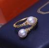 Accesorios DIY S925 plata esterlina anillo de perlas soporte vacío anillo dulce artístico de doble cuenta anillo anillo producto semiacabado 6-8 mm