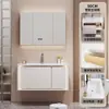 Nuevo Panel de Puerta Pintado de Madera de Caucho Yida con Luz Ambiental Combinación de Gabinete de Baño Lavabo Integrado de Cerámica Gabinete para Lavabo