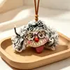 Encantador perrito peludo con la lengua fuera, llavero para bolso, colgante de dibujos animados natural, semillas de terapia de sonido curativas, popular en zonas escénicas, amuleto divertido y adorable