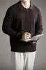 Suéter polo de punto con solapa y media cremallera para hombre, primavera y otoño, holgado, texturizado, casual, capa base, estilo old money